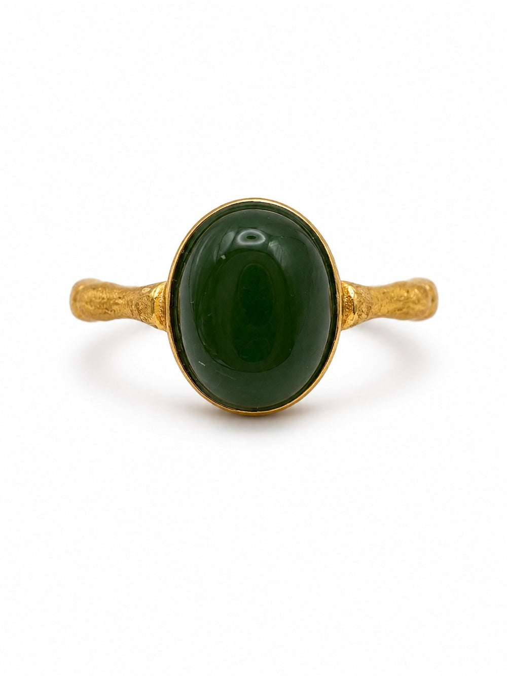 Jade Brushed Gold Ring (#R72)