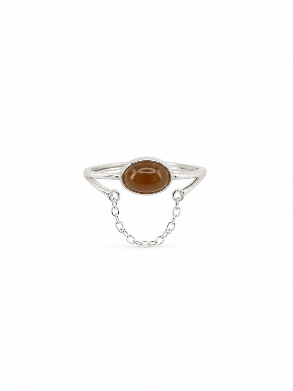 Amber Jade Chain Ring (S925) R83