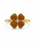 Brown Jade Clover Ring (#R75)