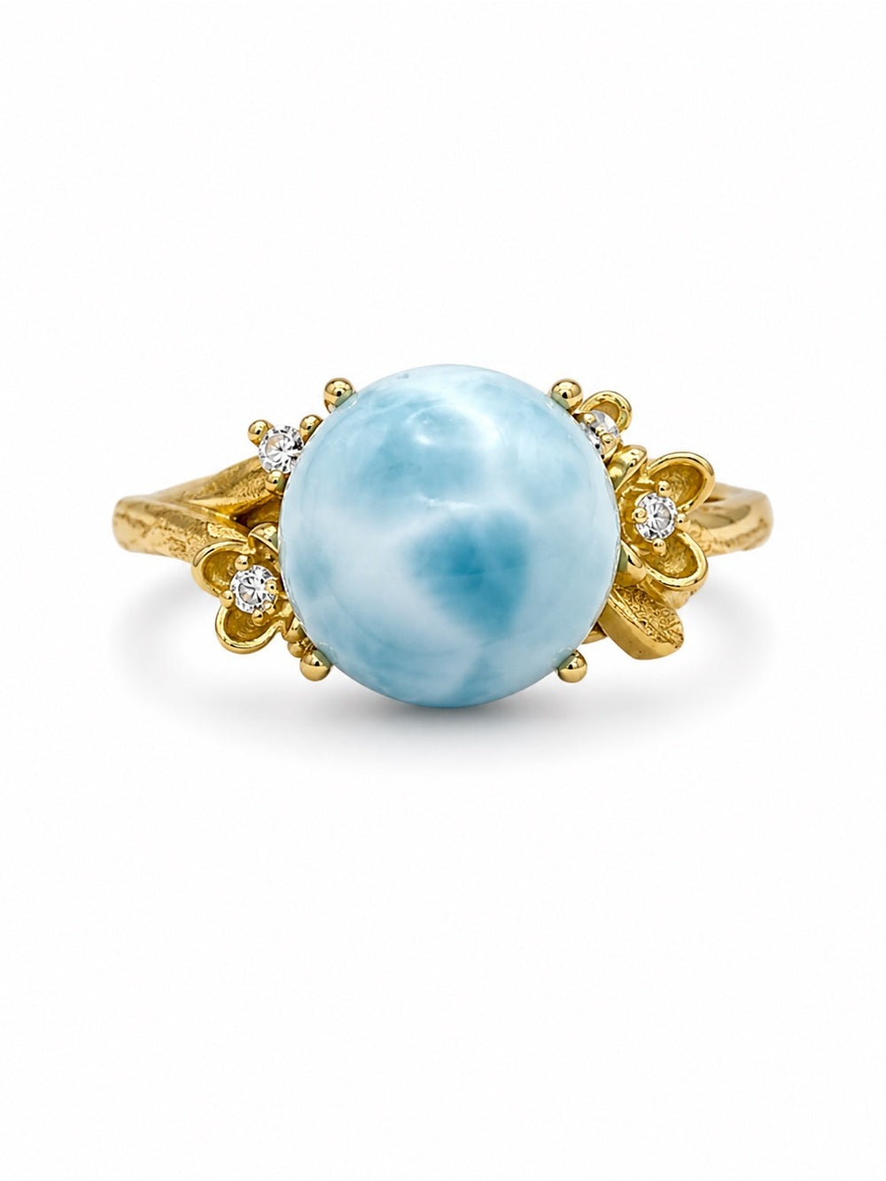 Larimar Flower Ring (#R50)