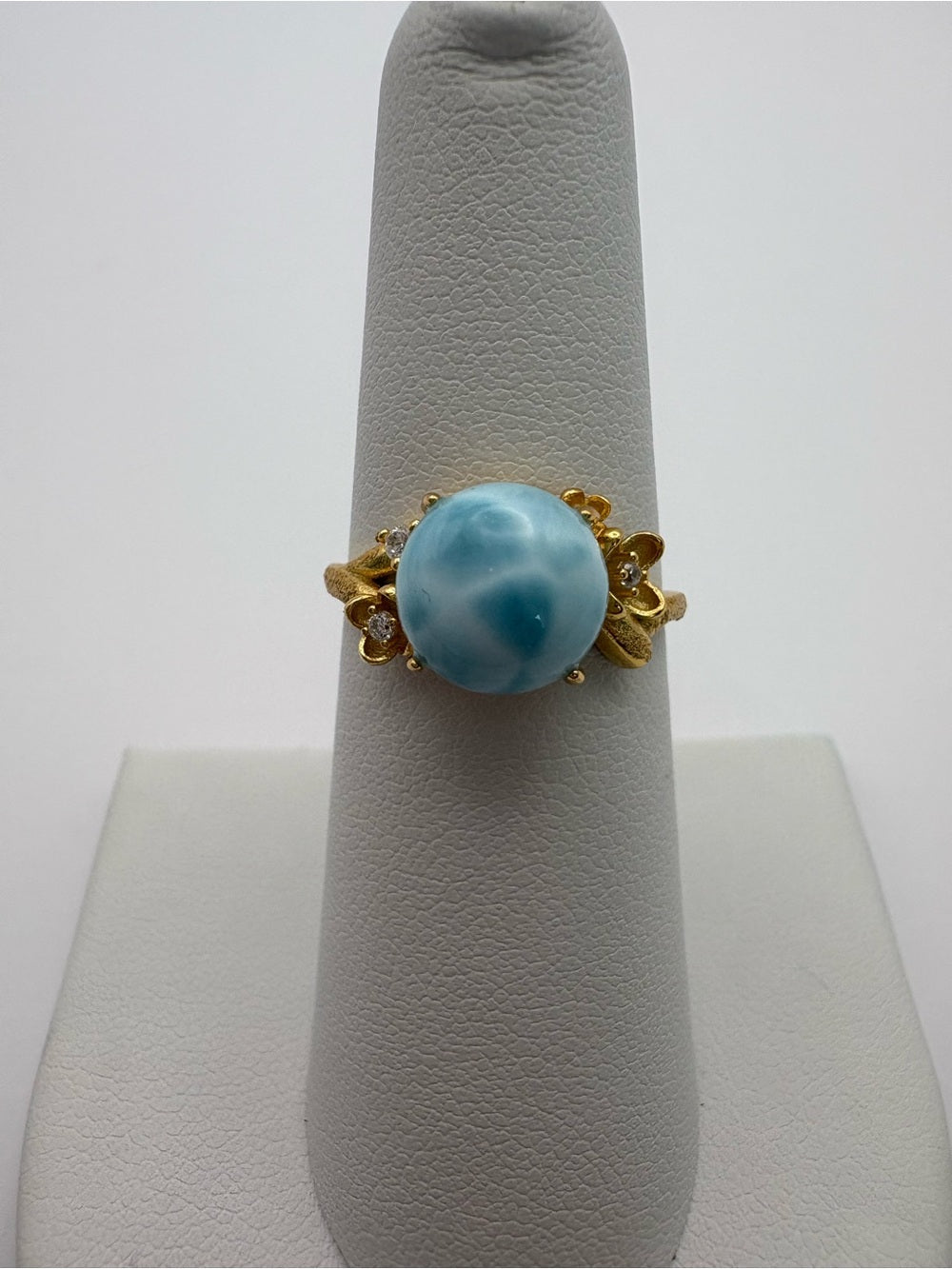 Larimar Flower Ring (#R50)