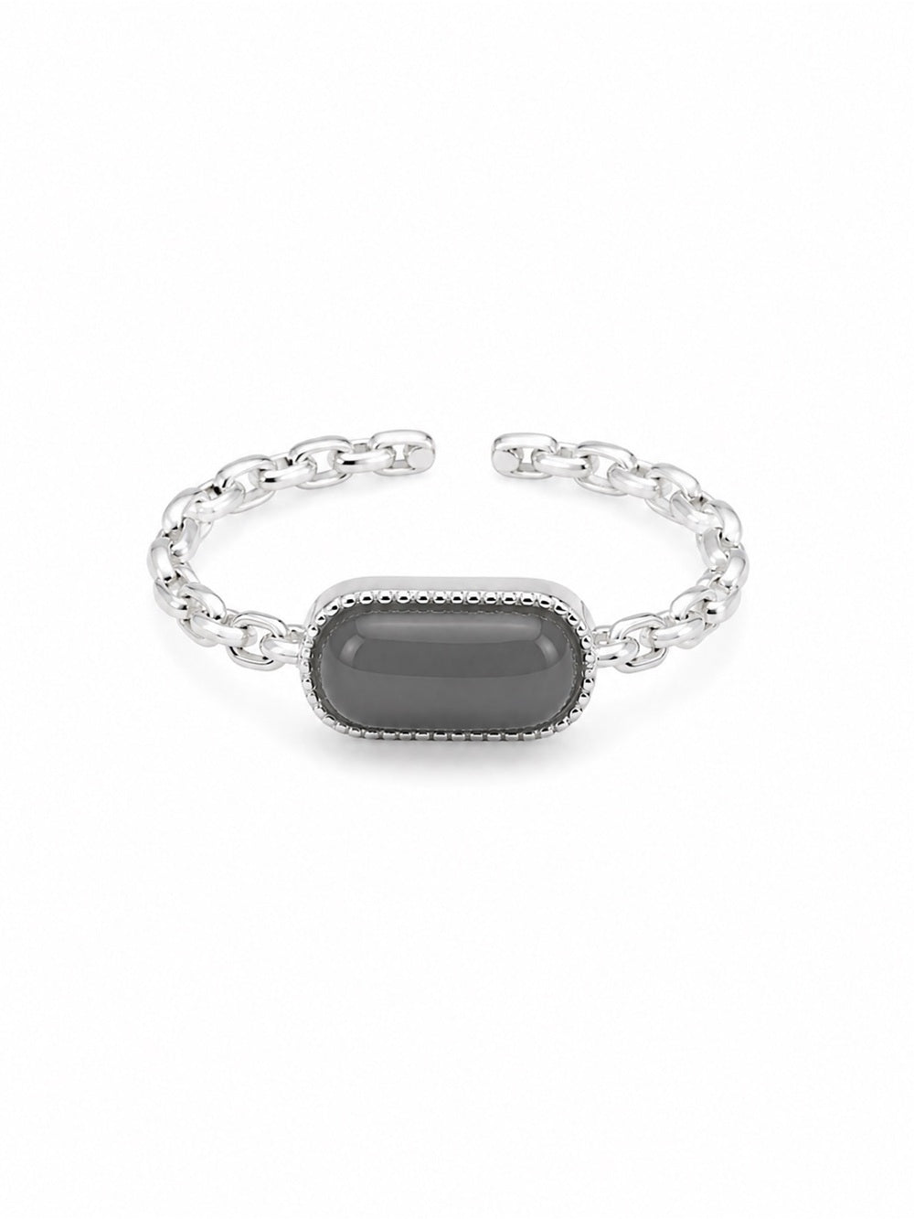 Midnight Jade Paperclip Ring (S925) R104