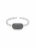 Midnight Jade Paperclip Ring (S925) R104