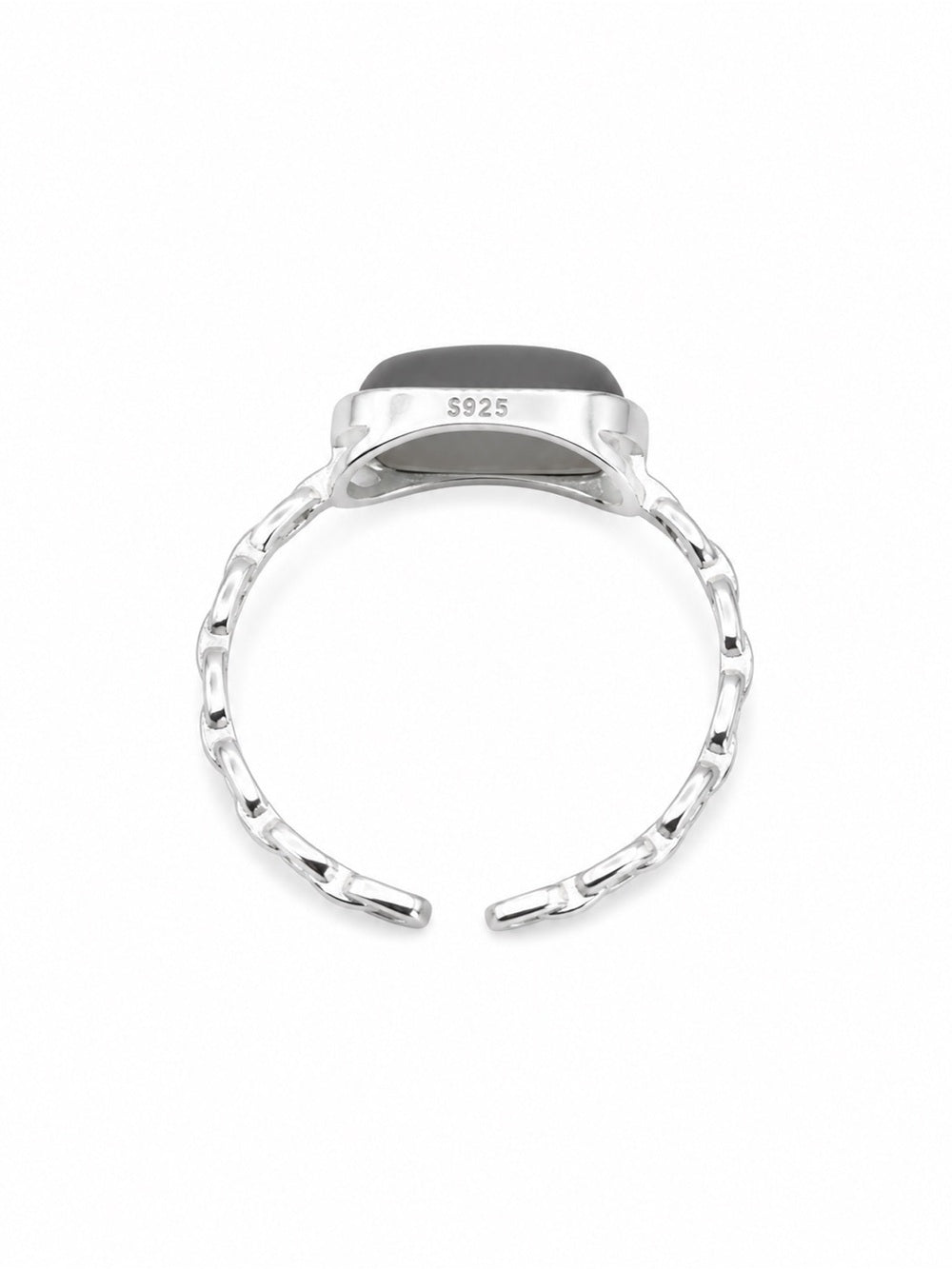Midnight Jade Paperclip Ring (S925) R104