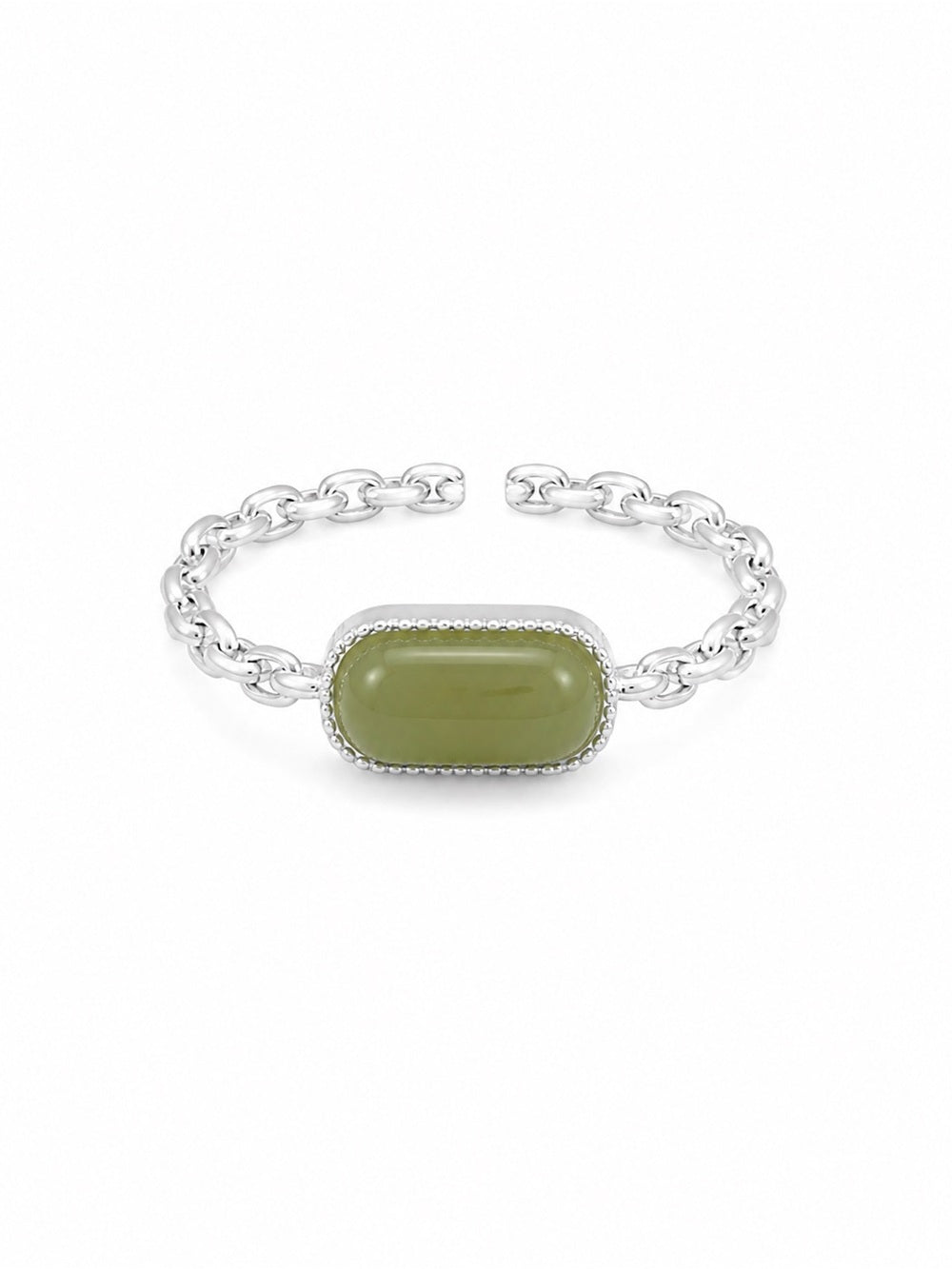 Jade Paperclip Ring (S925) R103