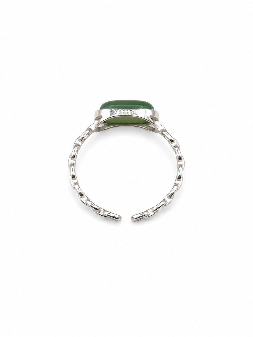 Jade Paperclip Ring (S925) R102