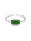 Jade Paperclip Ring (S925) R102