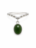 Jade Charm and Heart Band Ring (#R64)