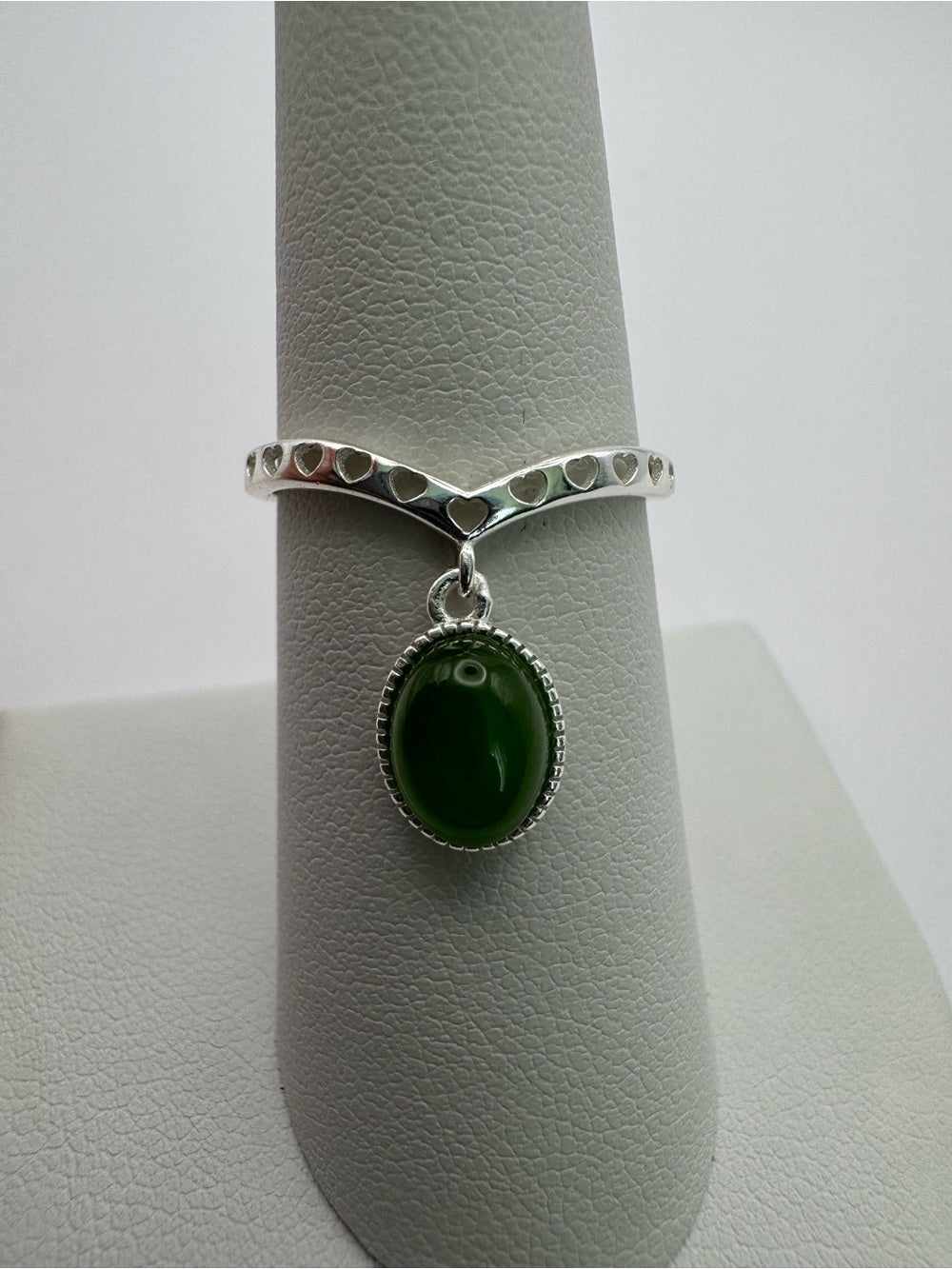 Jade Charm and Heart Band Ring (#R64)