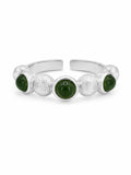 Jade Bubble Brushed Silver Ring (#R78)
