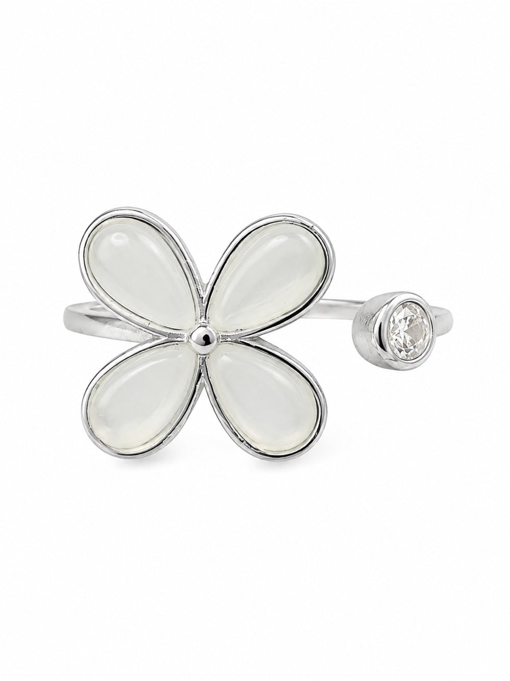 White Jade Flower Ring (#R73)