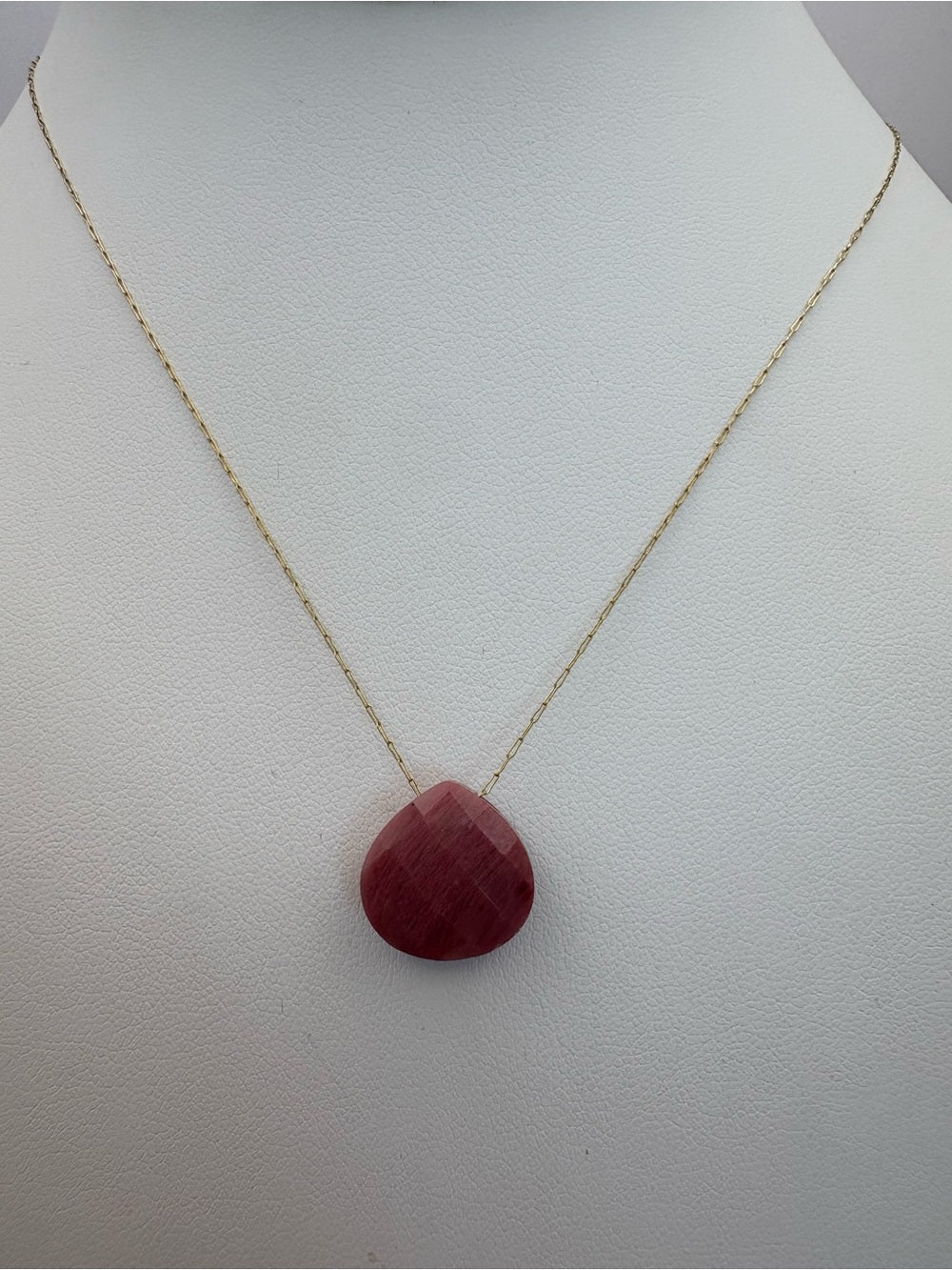 Rhodochrosite Teardrop Necklace