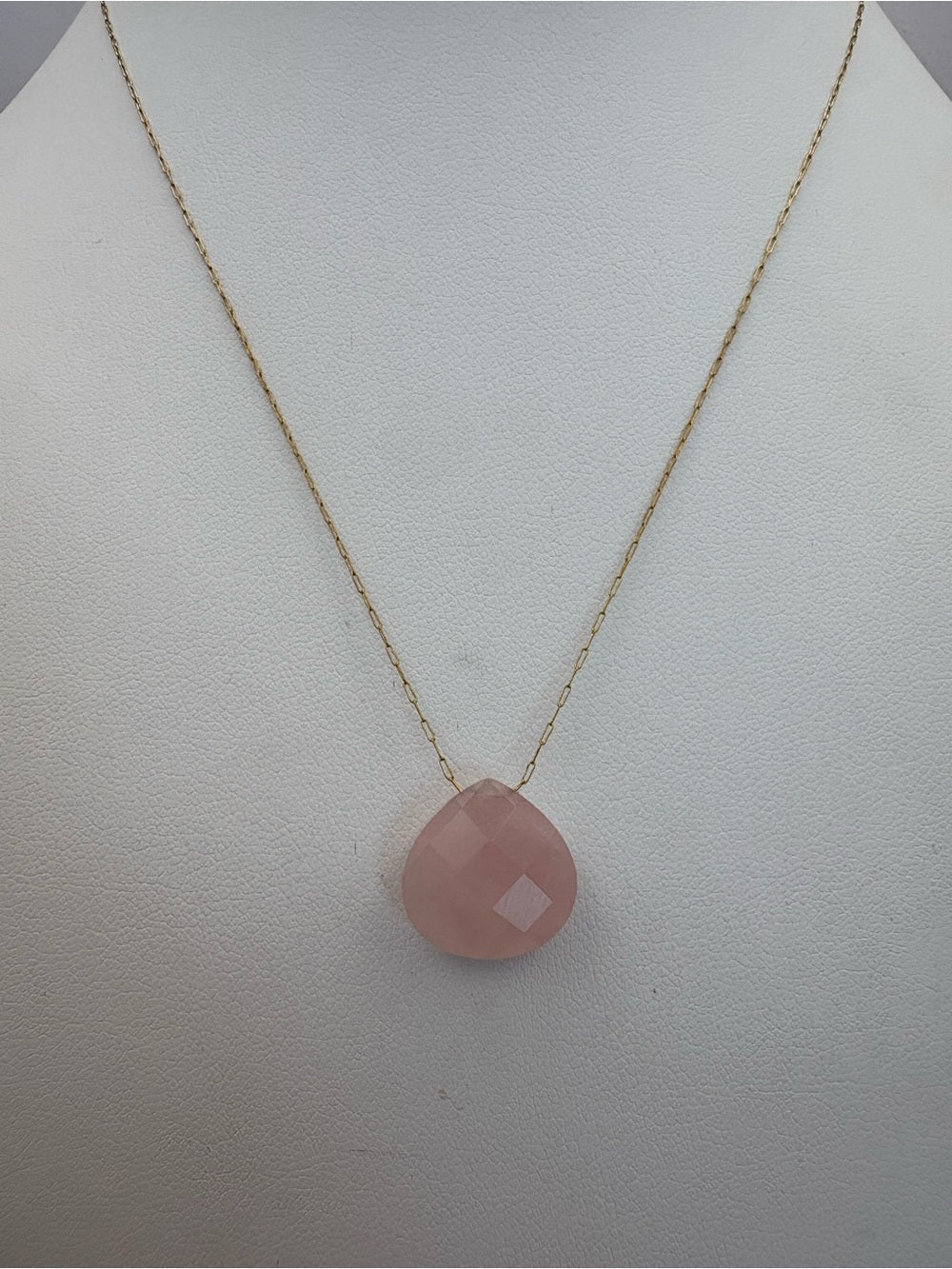 Rose Quartz Teardrop Necklace