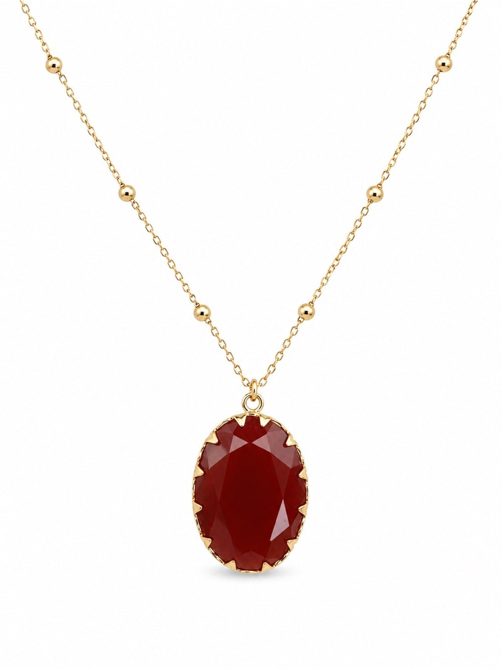 Carnelian Oval Beaded Necklace