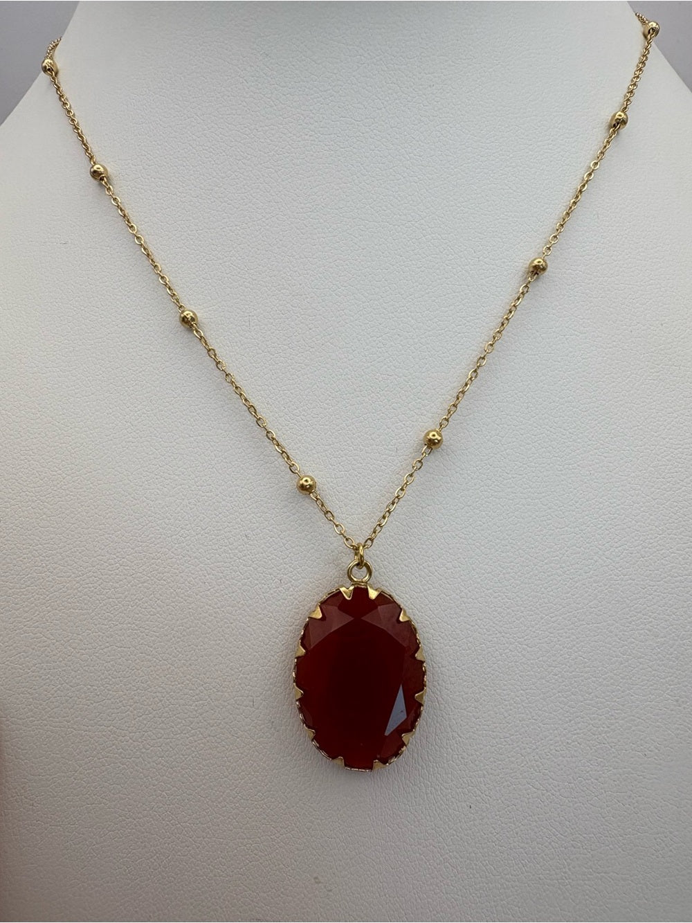 Carnelian Oval Beaded Necklace
