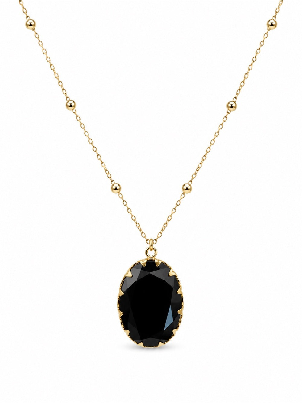 Black Onyx Oval Beaded Necklace