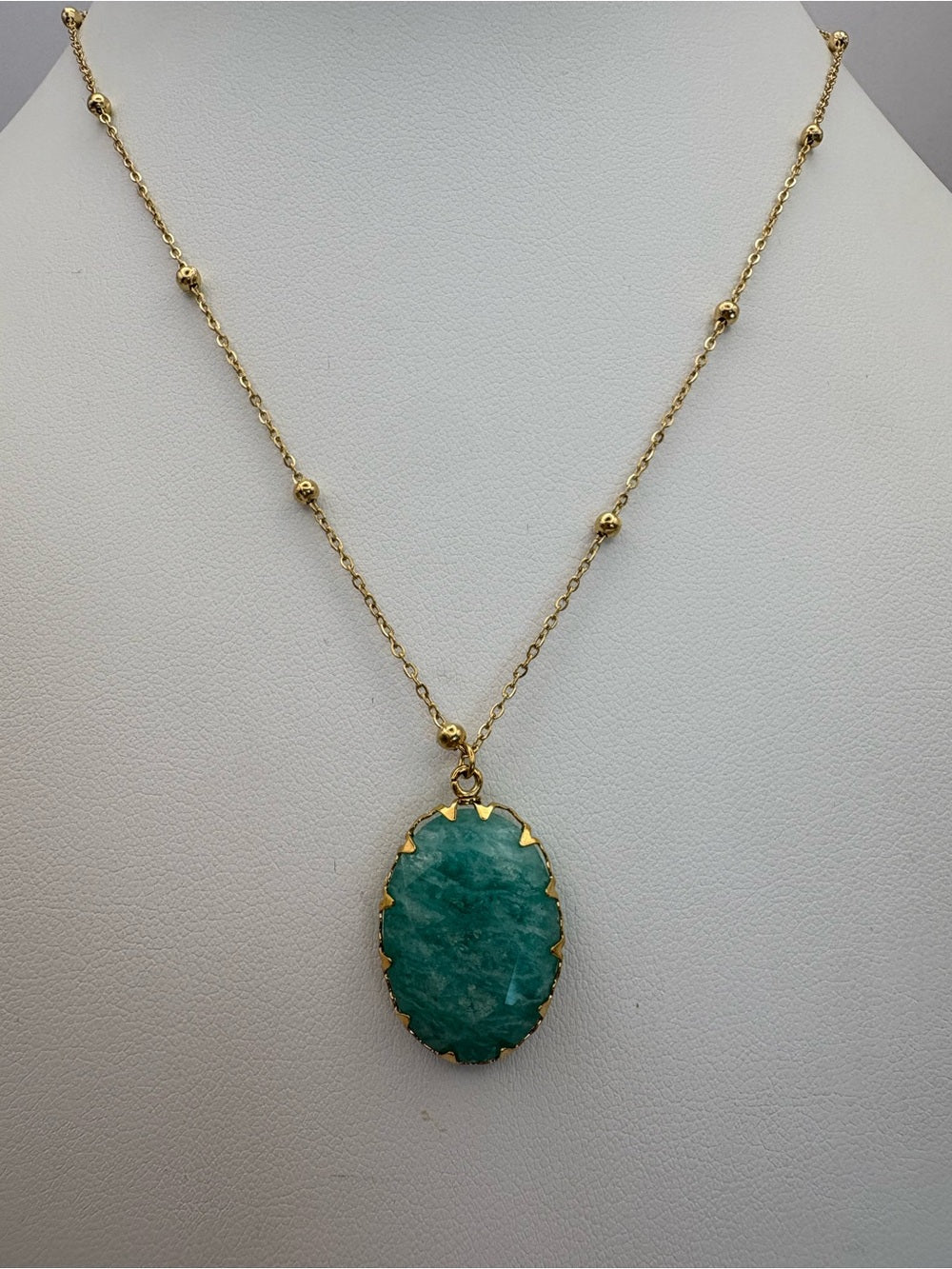 Amazonite Oval Beaded Necklace