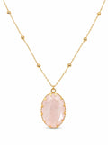 Rose Quartz Oval Beaded Necklace