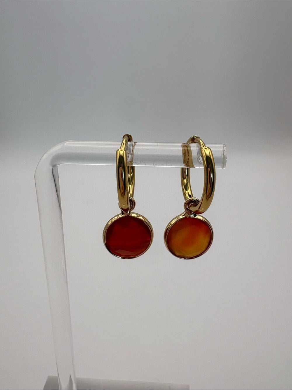 Carnelian Coin Dangle Earrings