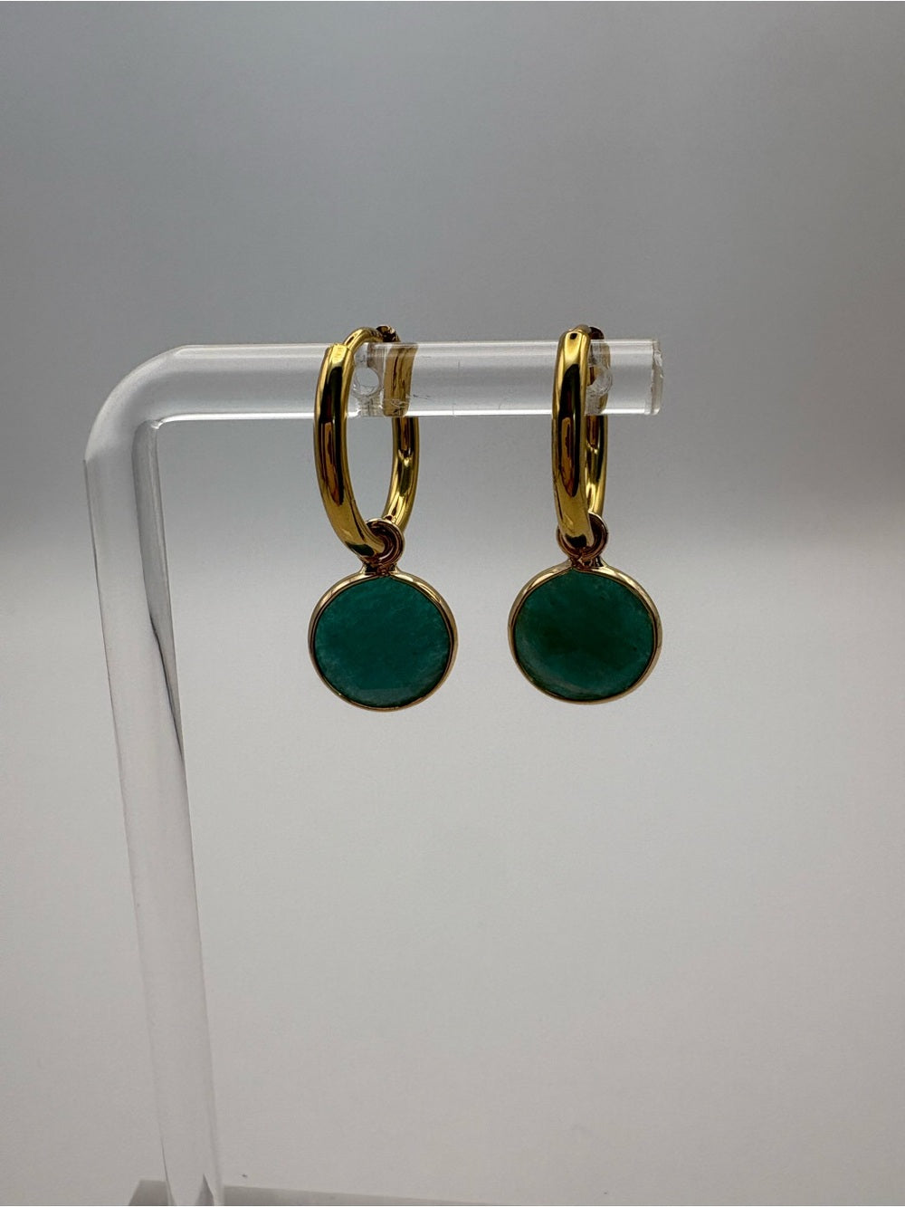 Amazonite Coin Dangle Earrings