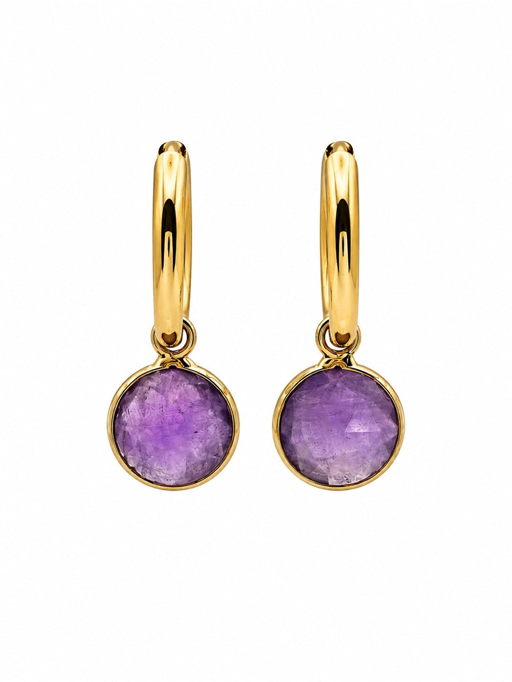 Amethyst Coin Dangle Earrings