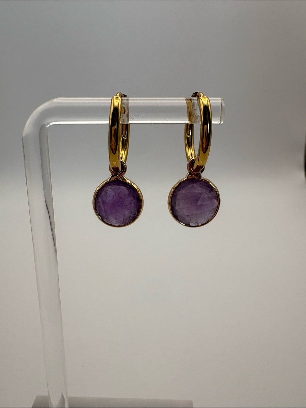 Amethyst Coin Dangle Earrings