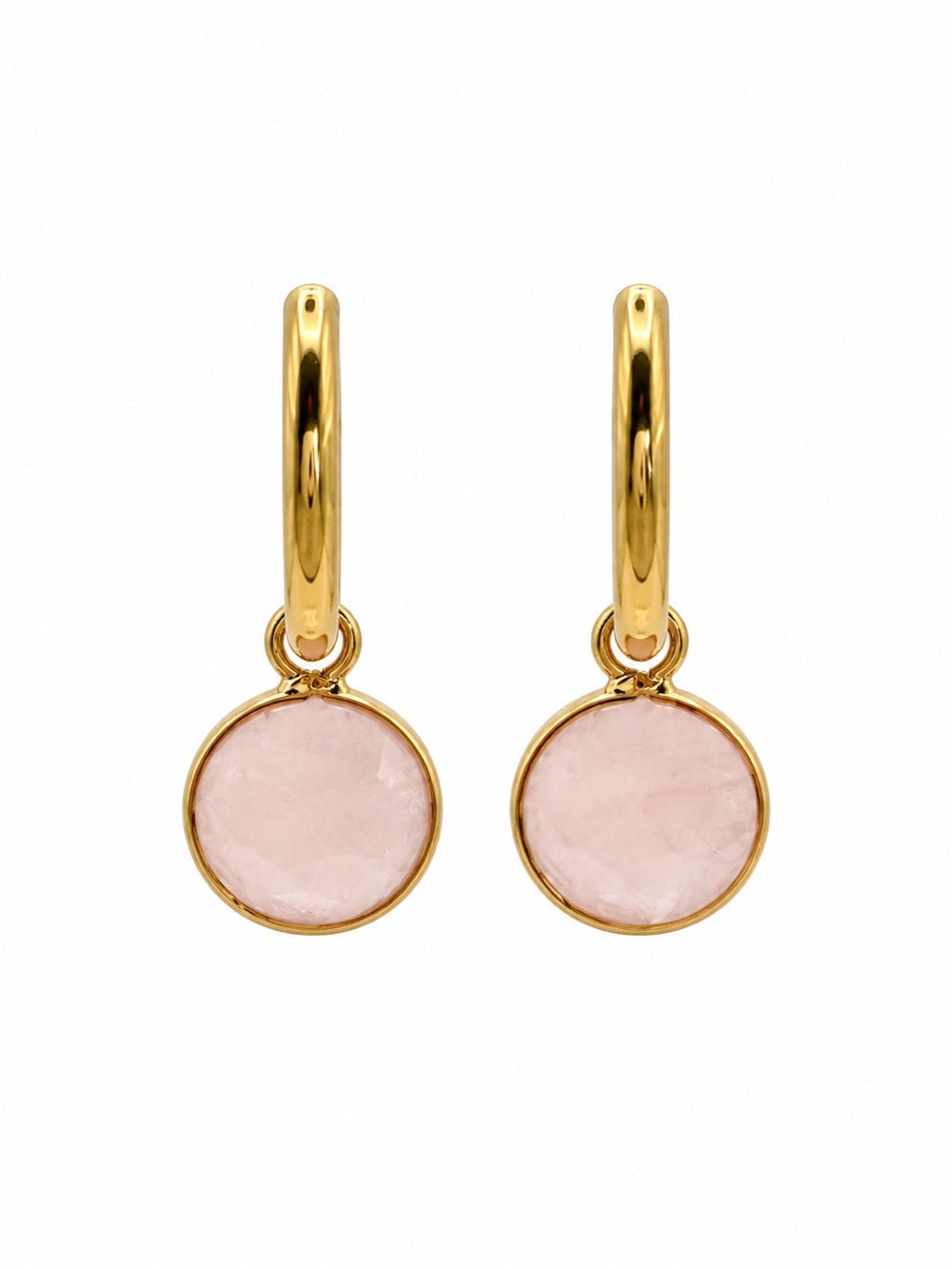 Rose Quartz Coin Dangle Earrings