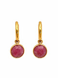 Rhodochrosite Coin Dangle Earrings
