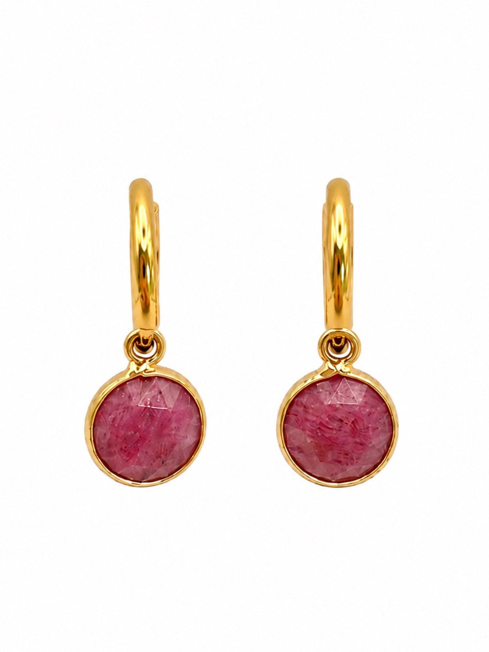 Rhodochrosite Coin Dangle Earrings