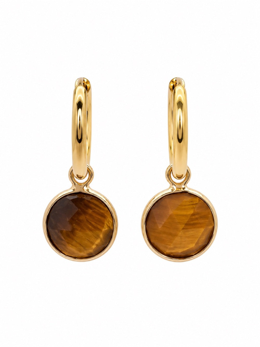 Tigers Eye Coin Dangle Earrings