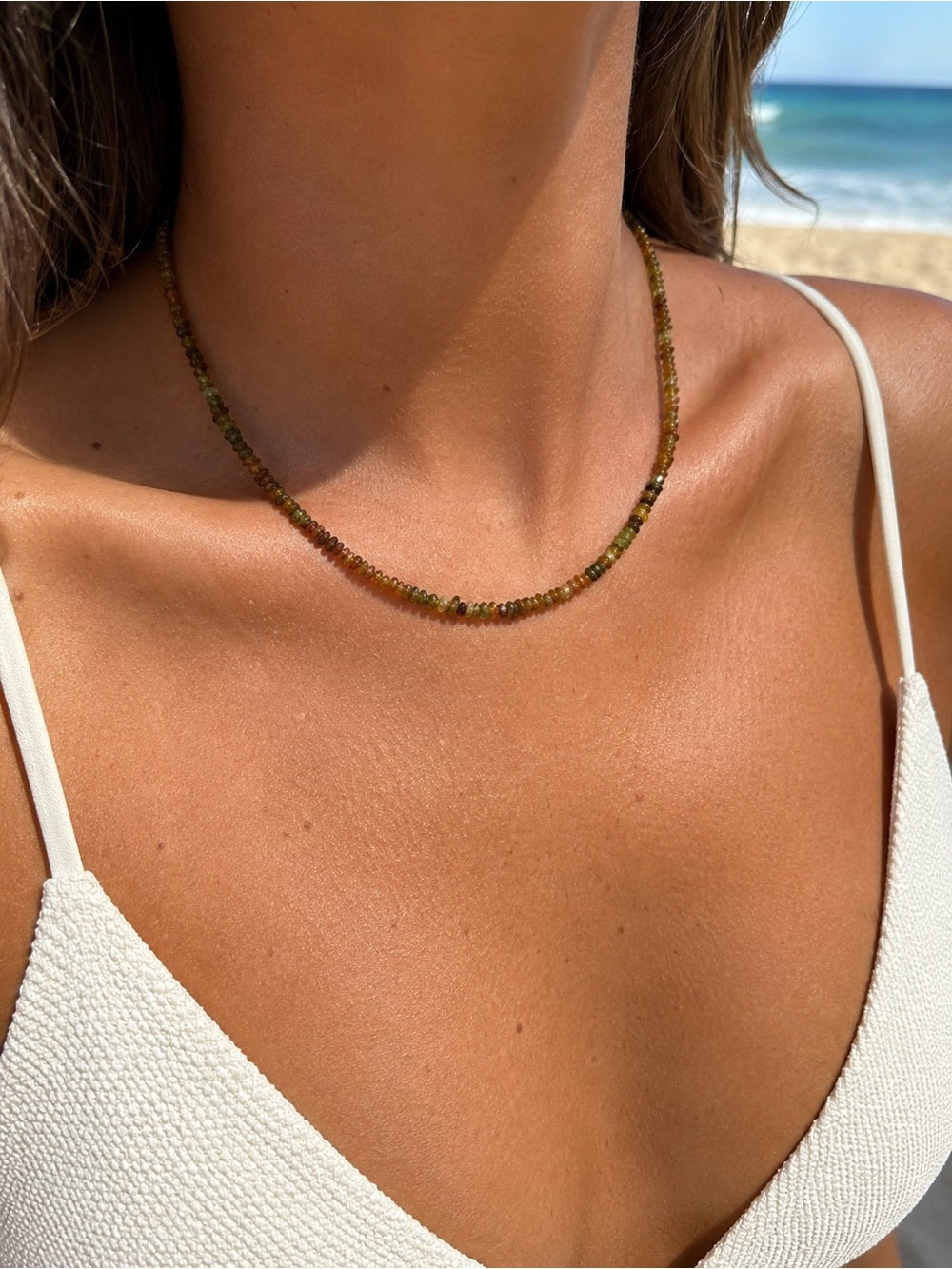 Rainbow Tourmaline Gemstone Necklace (S925)