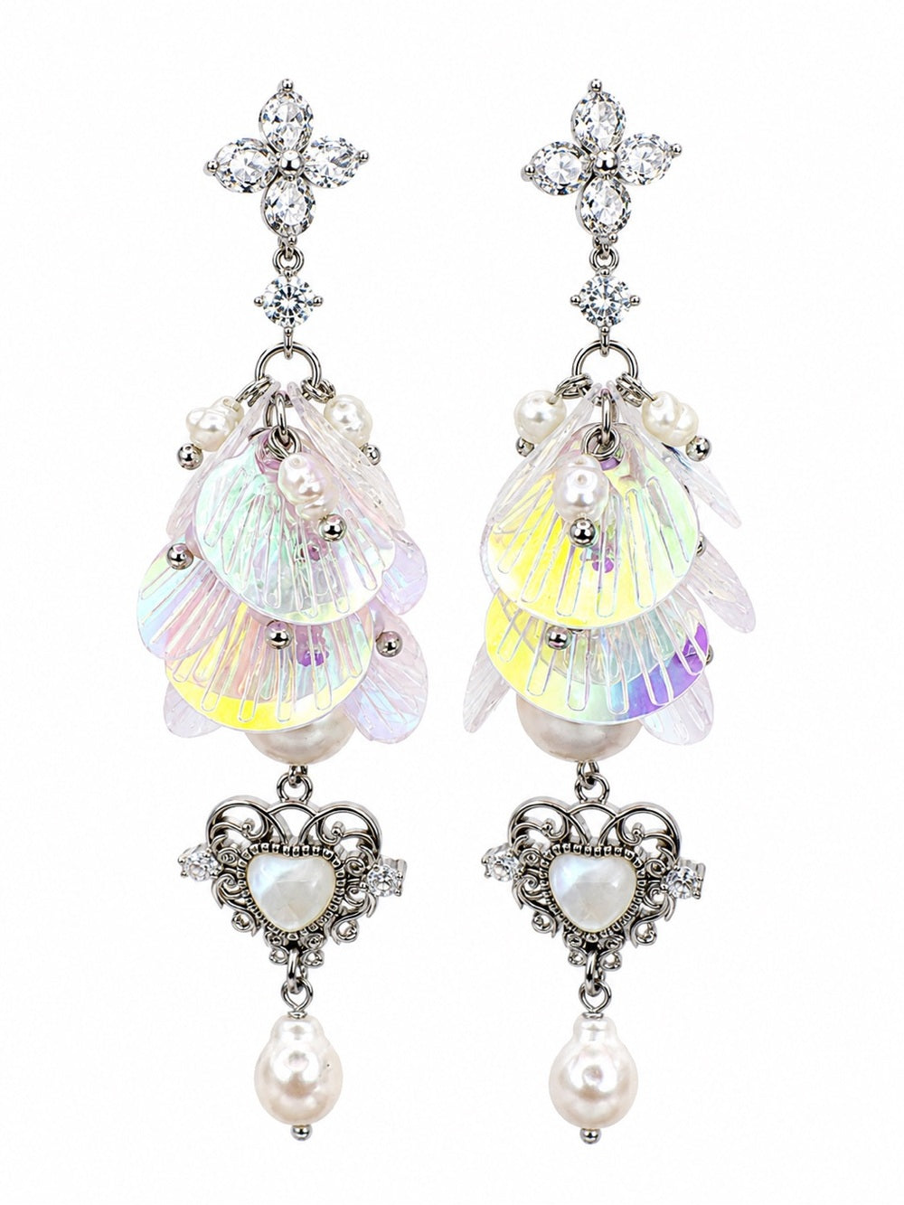Iridescent Freshwater Pearl Dangle Earrings (#E127)