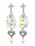 Iridescent Freshwater Pearl Dangle Earrings (#E127)