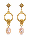 Golden Ties Pearl Earrings (E121)