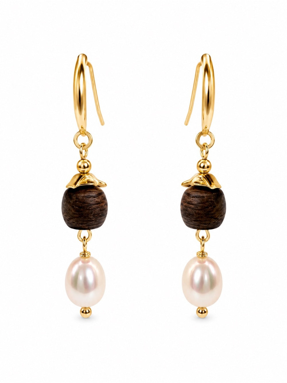 Mocha Bloom Pearl Earrings (E131)