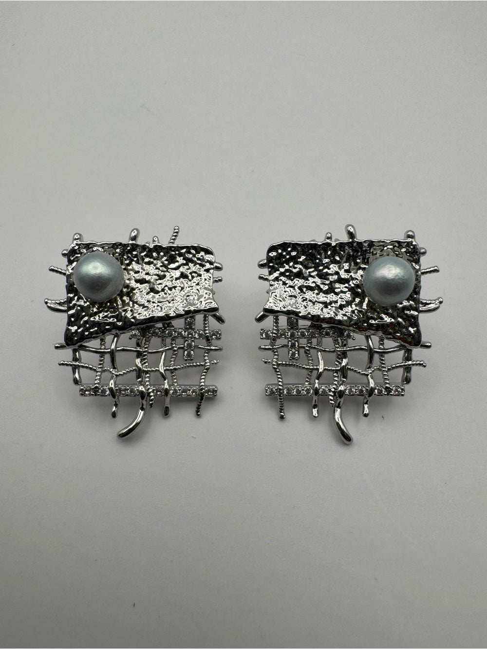 Freshwater Pearl Lace Studs (#E125)