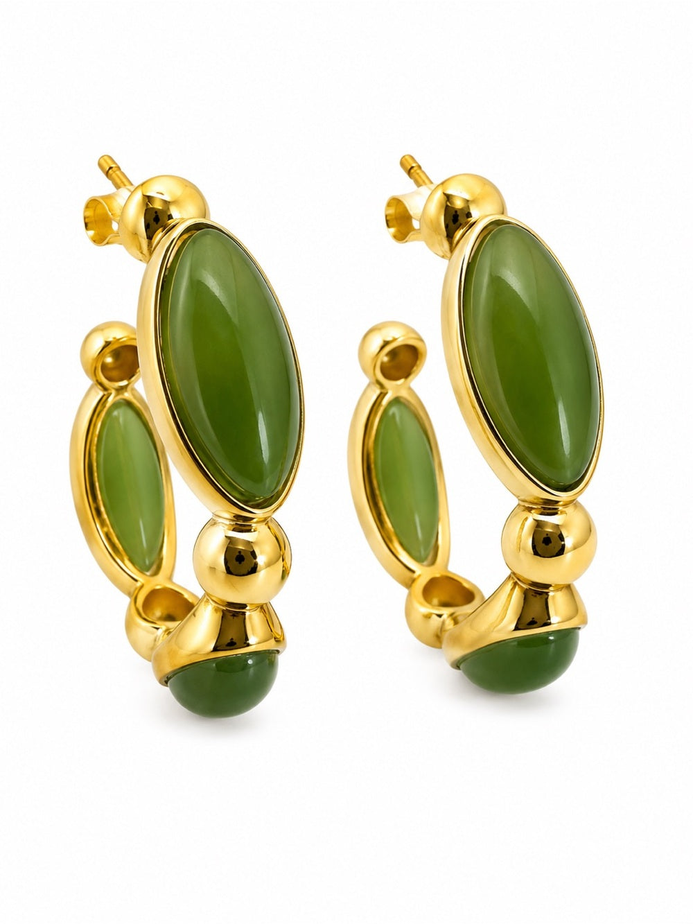 Jade Oval Hoops (#E115)