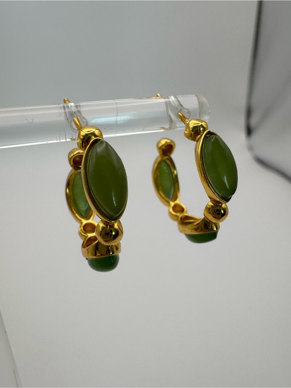 Jade Oval Hoops (#E115)