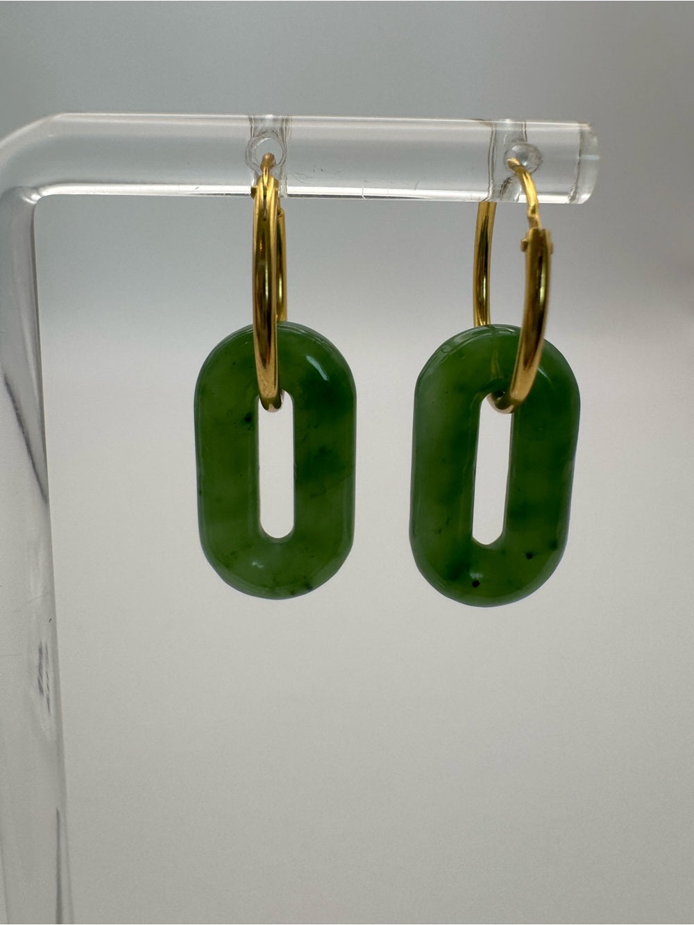 Jade Dangle Hoops (#E114)