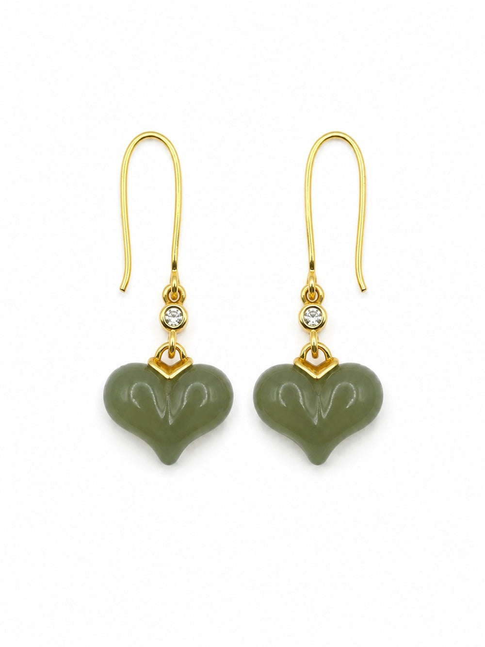 Jade Heart Earrings (#E107)