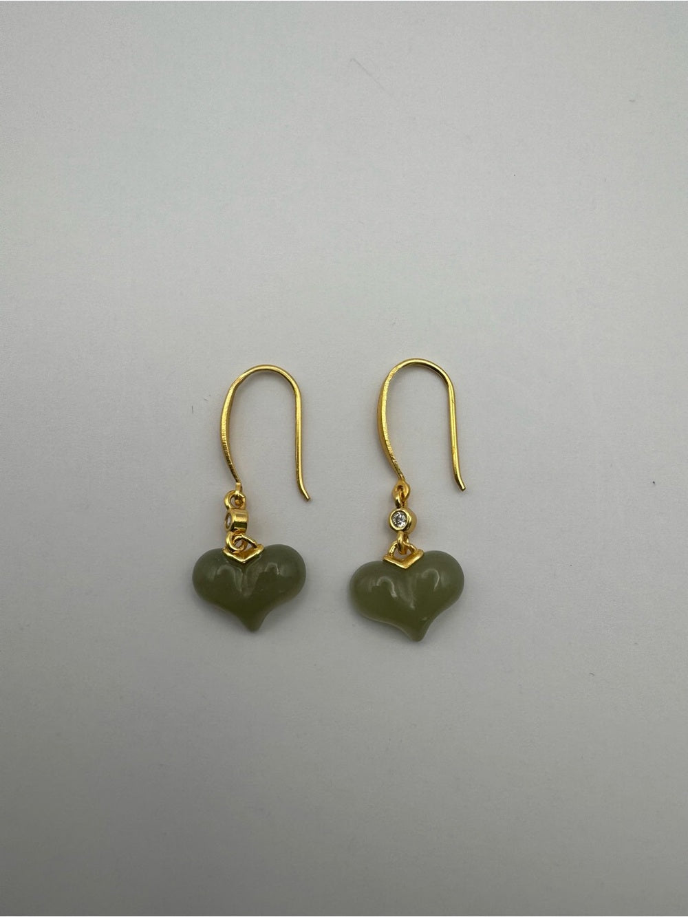 Jade Heart Earrings (#E107)