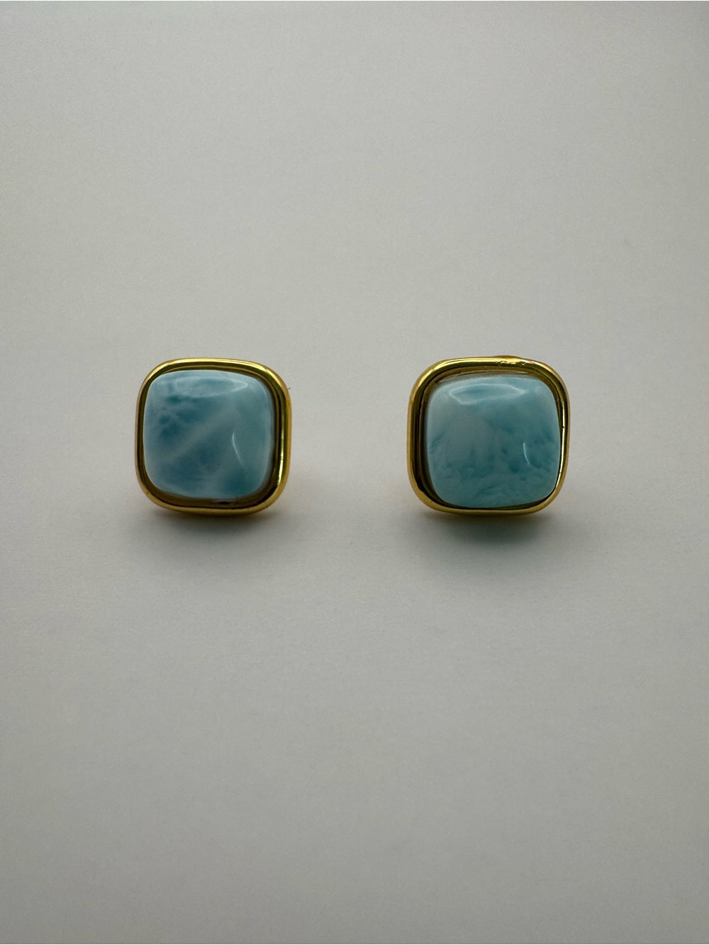 Larimar Square Studs (#E119)