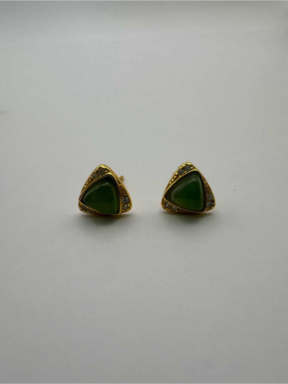 Jade Triangle Sparkle Studs (#E104)