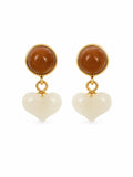 Heart Jade Dangle Earrings (E109)