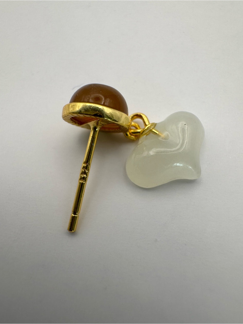 Heart Jade Dangle Earrings (E109)