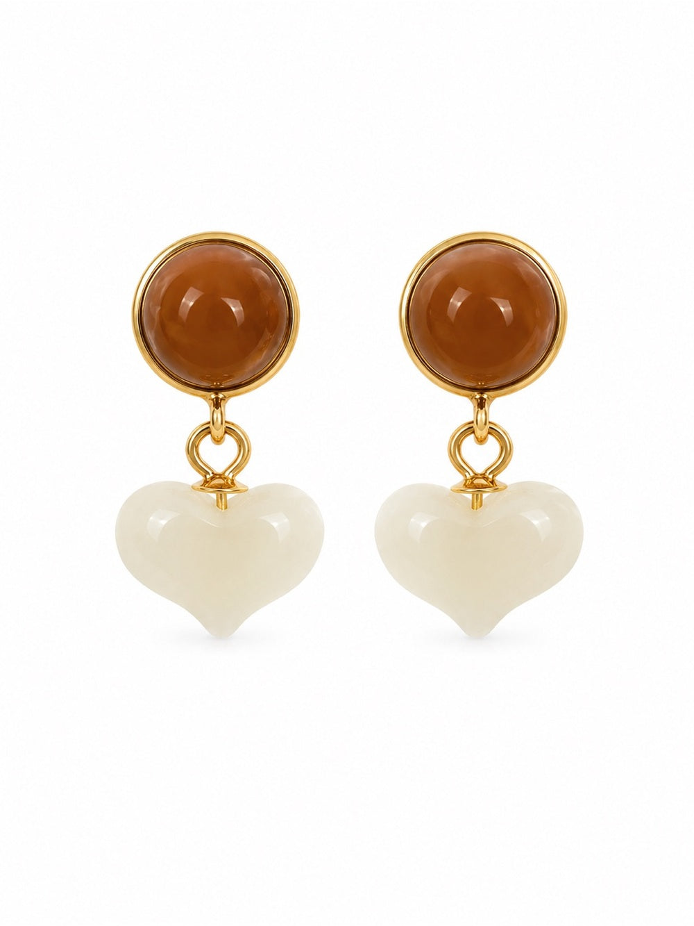 Heart Jade Dangle Earrings (E109)