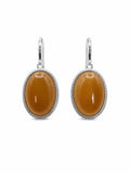 Yellow Jade Oval Earrings (#E106)