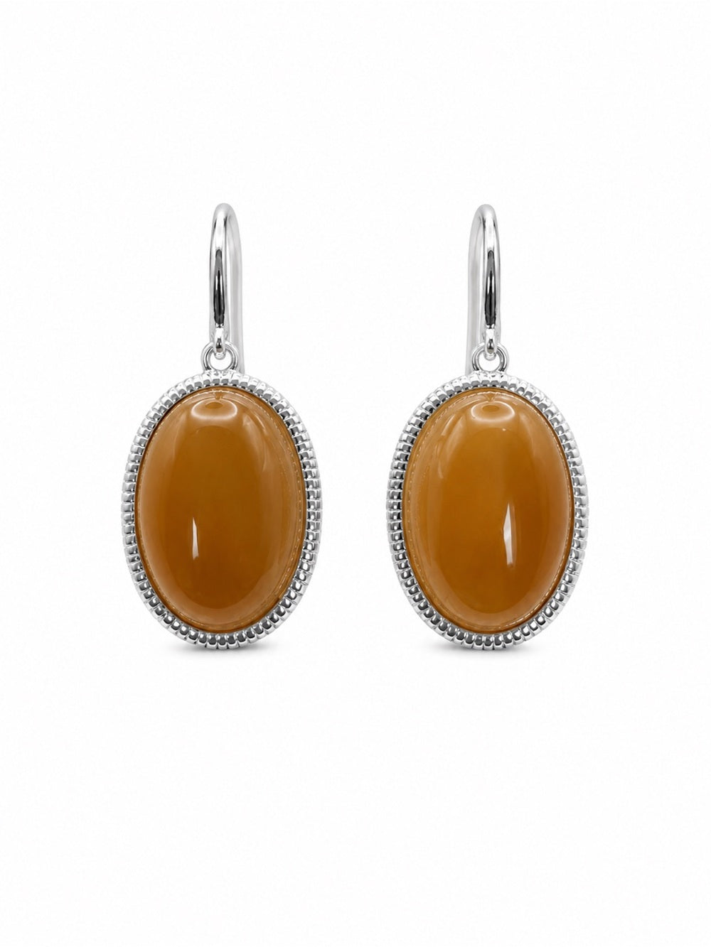 Yellow Jade Oval Earrings (#E106)