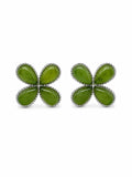 Jade Four Leaf Clover Studs (#E112)