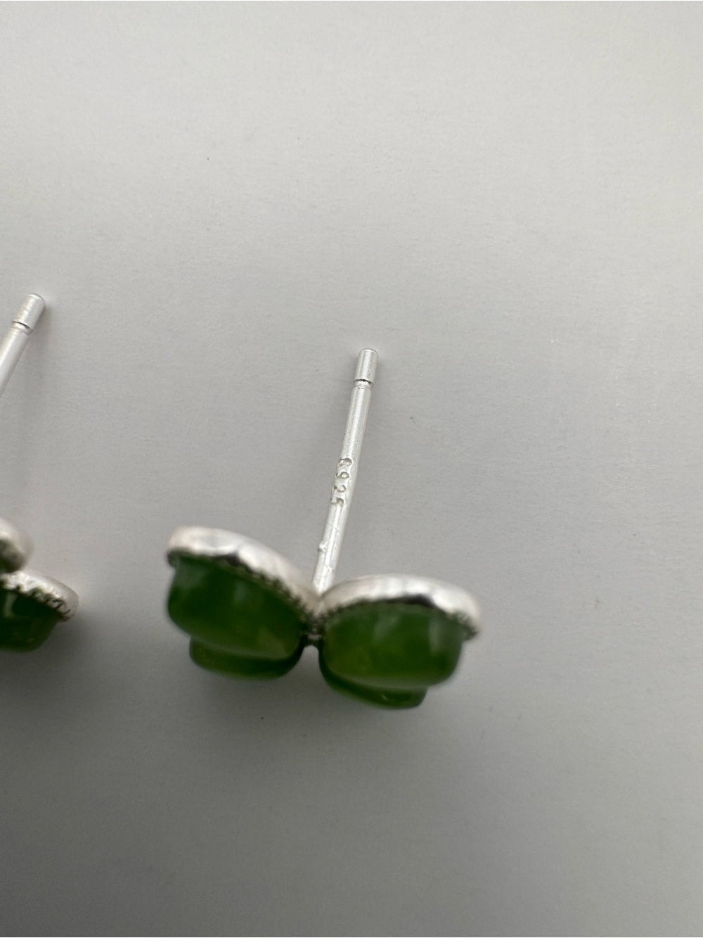 Jade Four Leaf Clover Studs (#E112)